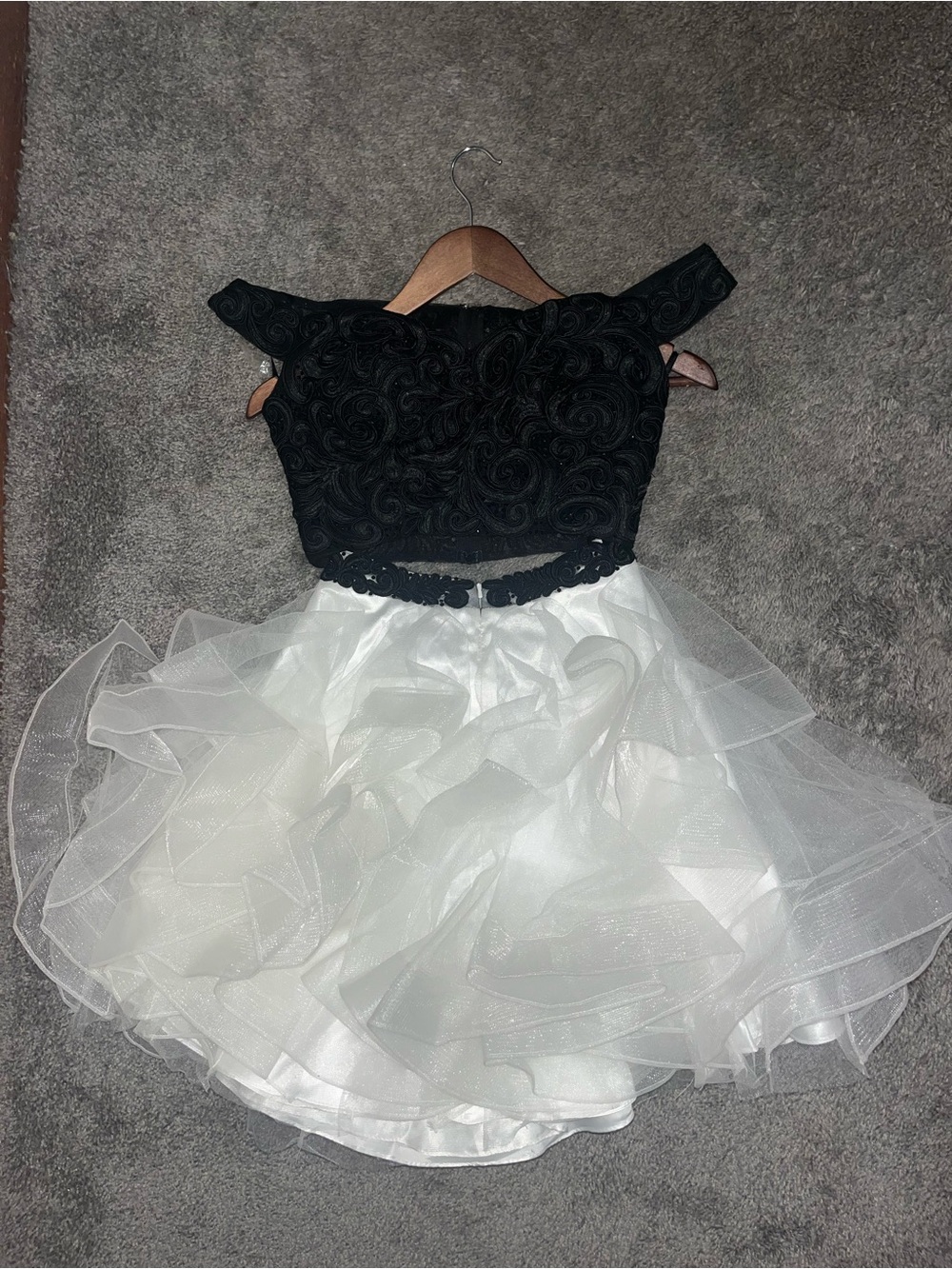 Black and White Ruffled Homecoming Dress